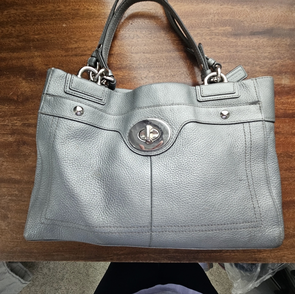 Coach Gray Leather Shoulder Bag